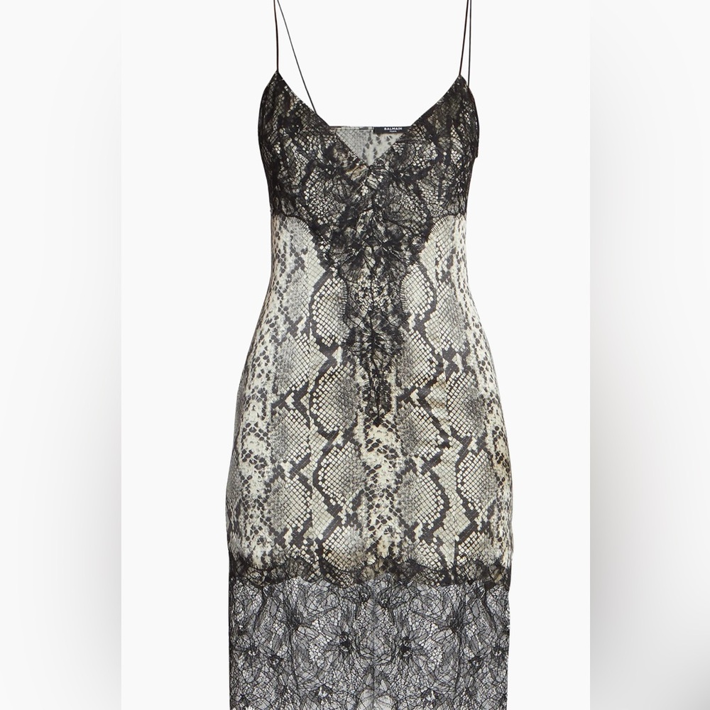 Balmain Black and Cream Snakeskin Mini Dress